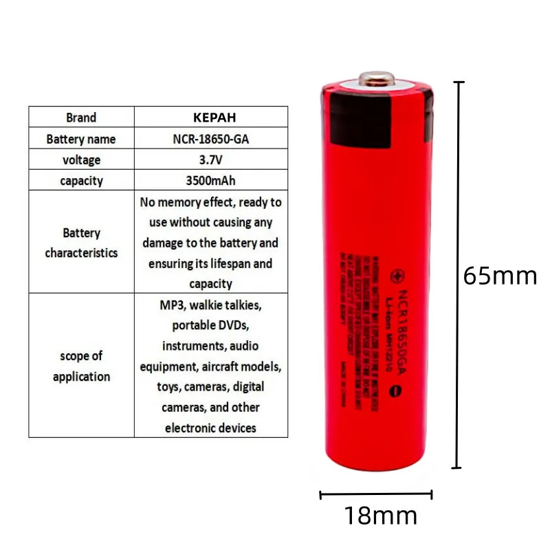 NCR 18650 GA high discharge 3.7V 3500mAh rechargeable battery flashlight, aircraft model walkie talkie, Li-Ion battery