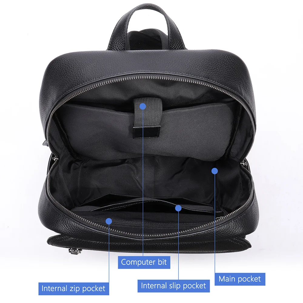 Executive Backpack For 13.3 Inch laptop Genuine Leather Business Large Reinforced Back Pack Anti-theft Travel School Bag