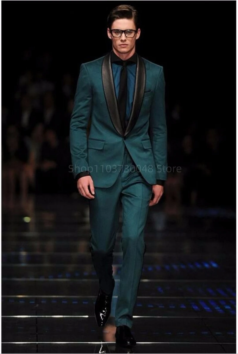 

Hailan Fashion Men Suit Stage Show Slim Fit Blazer Pants Set for Prom Party High Quality Wedding 2 Piece Set Costume Homme