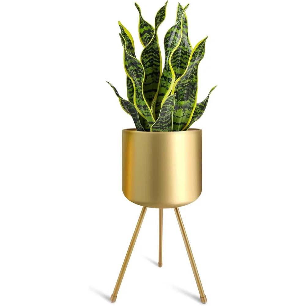 

mid-century metal flowerpot with stands, gold stylish modern floor-standing flowerpot,suitable for orchid, aloe indoor outdoor d