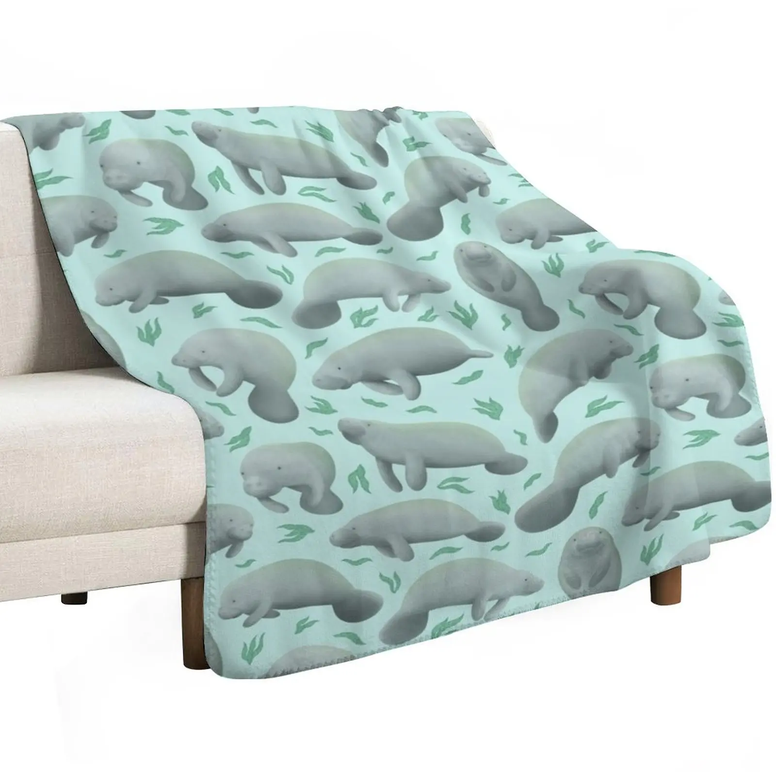 manatees (blue) Throw Blanket Bed covers warm winter Soft Plaid Hairy Blankets For Baby decorative Blankets