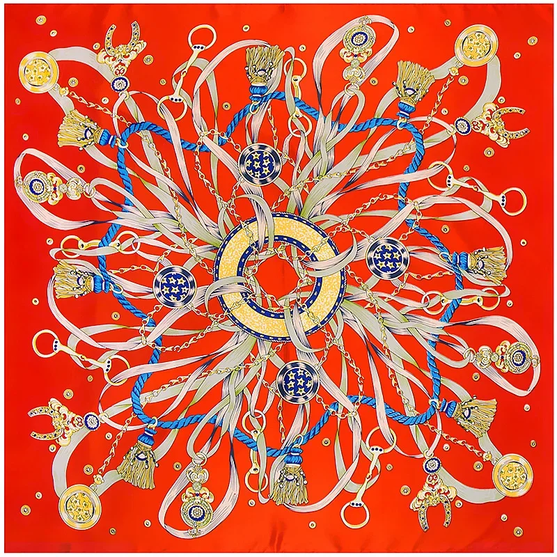 

130*130 см саржевый шелковый шарф женский роскошный цепочка с принтом пляжная шаль квадратная бандана платок Femme Fourlard Echarpes палантины