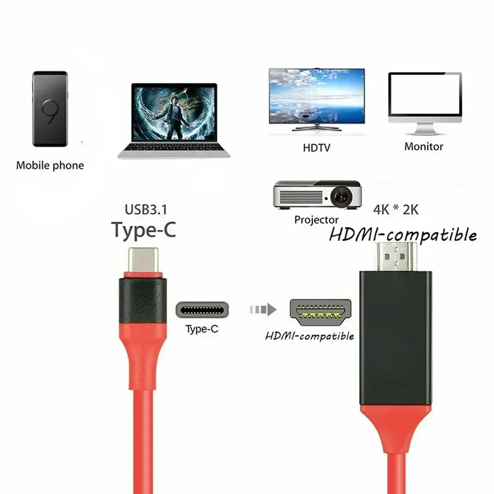 USB 3.1 Male-female High-bandwidth Digital Content Protection To Cables 4K Type C To HDMI Adapter for PC Tablet Mobile Phone