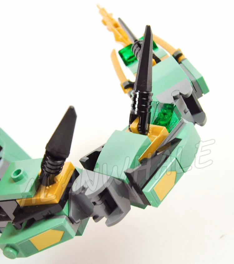 573 قطعة Shinobi Green Mech Dragon يمكن وضعها بالكامل على الجسم ذيل Garmadon 10718 ألعاب مكعبات البناء متوافقة مع النموذج #5
