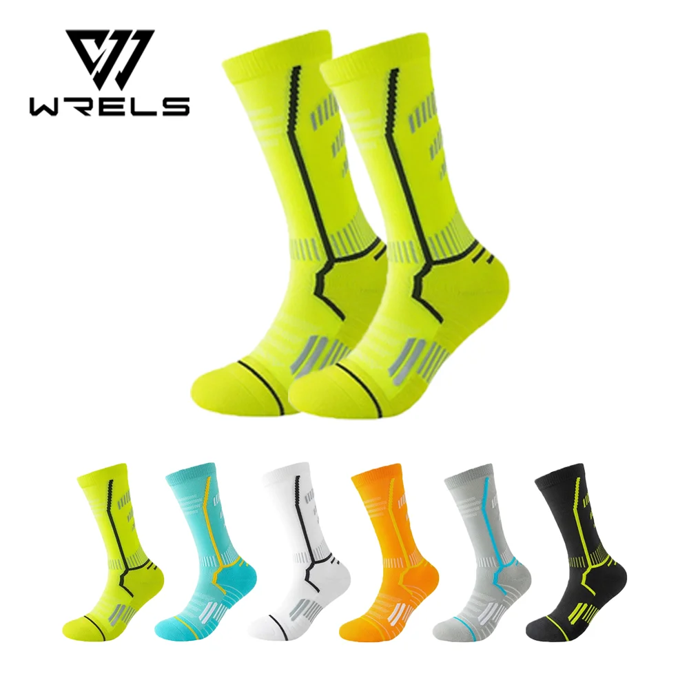 WRELS 1/2/3 Pairs Basketball Socks Breathable Moisture Wicking Sports Socks Men Anti Odor Elastic Outdoors Cycling Hiking Socks