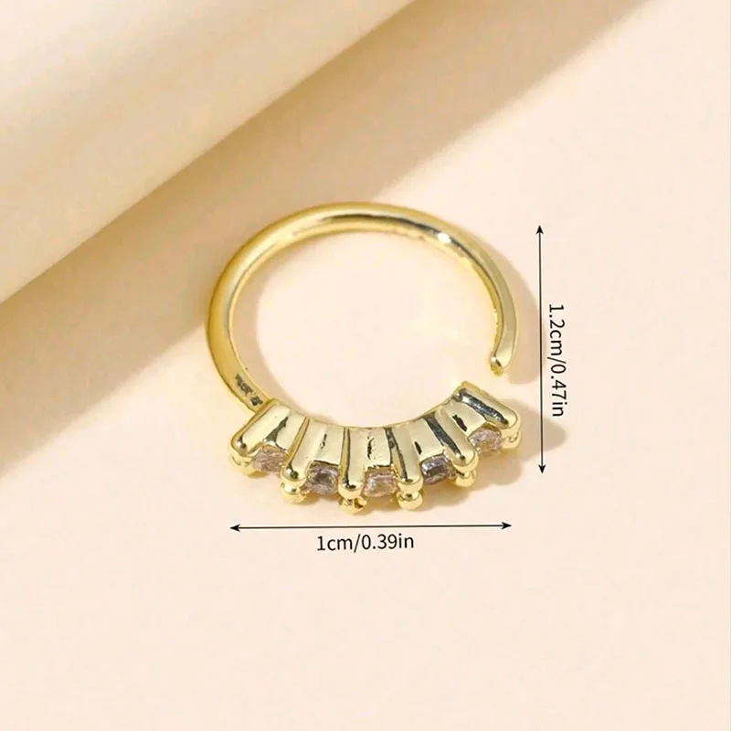 1Pc Simple Light Luxury Single Row Cubic Zirconia Nose Ring, Fashion Piercing Nostril Accessory for Women image 3