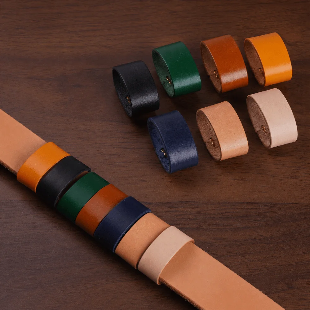 Vintage Cowhide Leather Belt Loop Keeper Delicate DIY Belt Retainer Strap Replacement Belt Retaining Ring For 3.8cm Belts