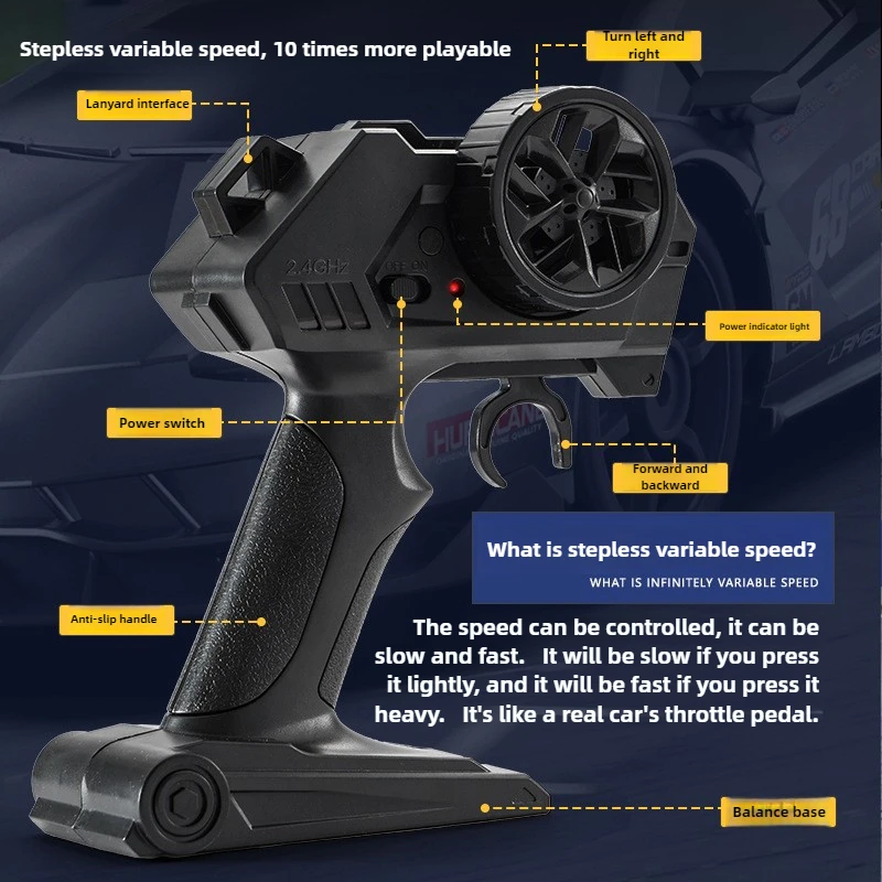 クールなおもちゃの車 面白いギフト-1:24 高速4WD RCドリフトカー、かわいいステッカーレーシングカー、リモコンカーモデル、子供向けおもちゃ