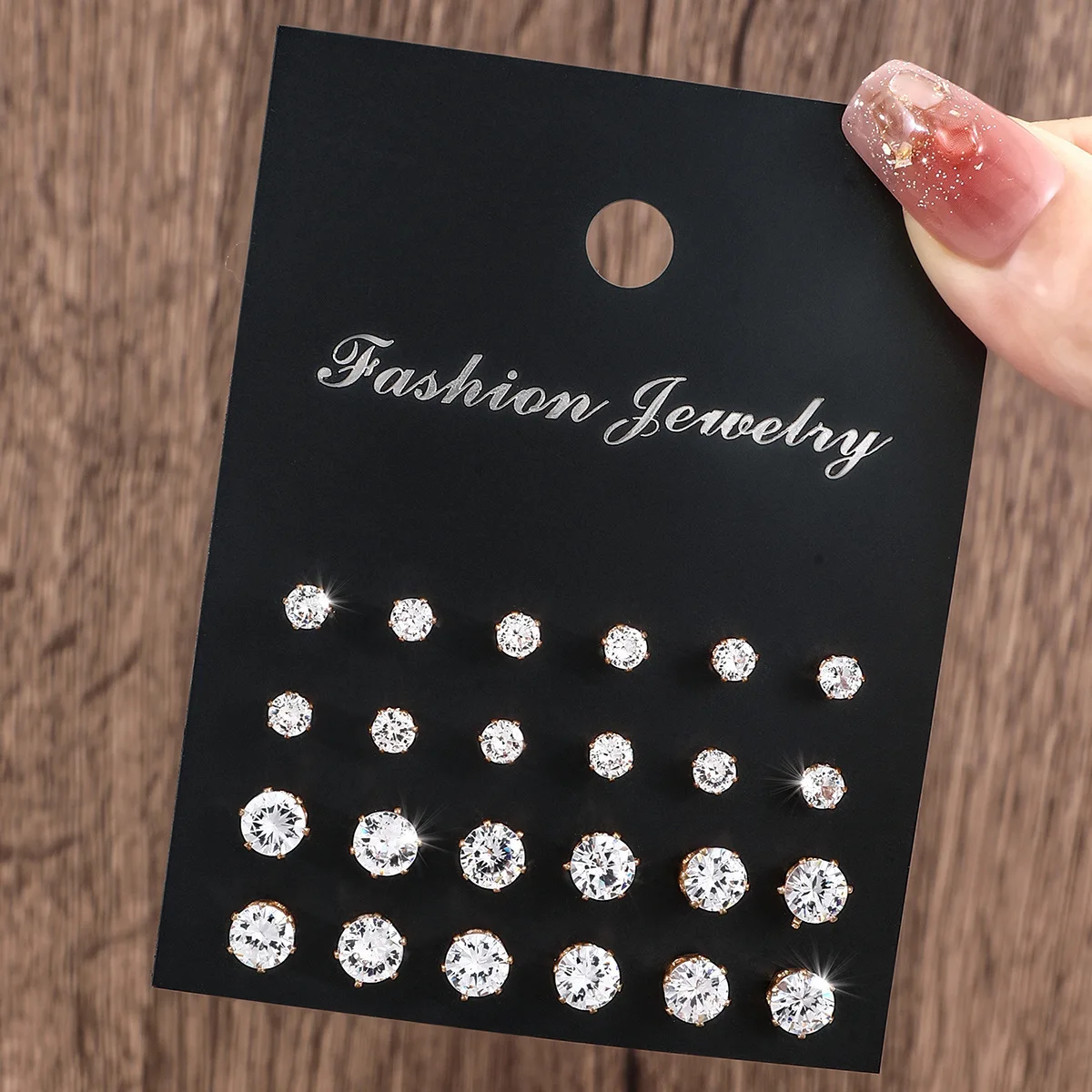 12-Pair Sparkling Rhinestone Stud Earrings Set  Minimalist Stylish Collection Women Girls Daily/Party Jewelry