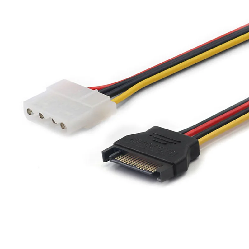 Kabel Daya ekstensi adaptor perempuan 15-Pin Sata jantan ke Molex Ide 4-Pin untuk kabel daya koneksi Drive optik komputer