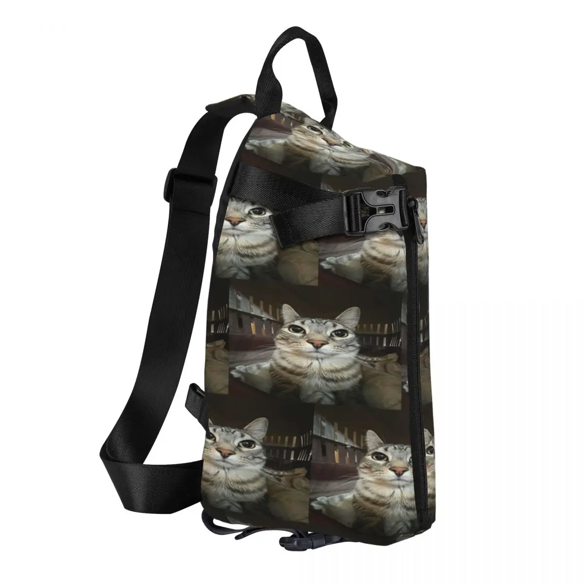 Cat Looking Directly At You Chest Bag Men Sling Crossbody Backpack Chest Bag Travel Hiking Daypack Shoulder Bag