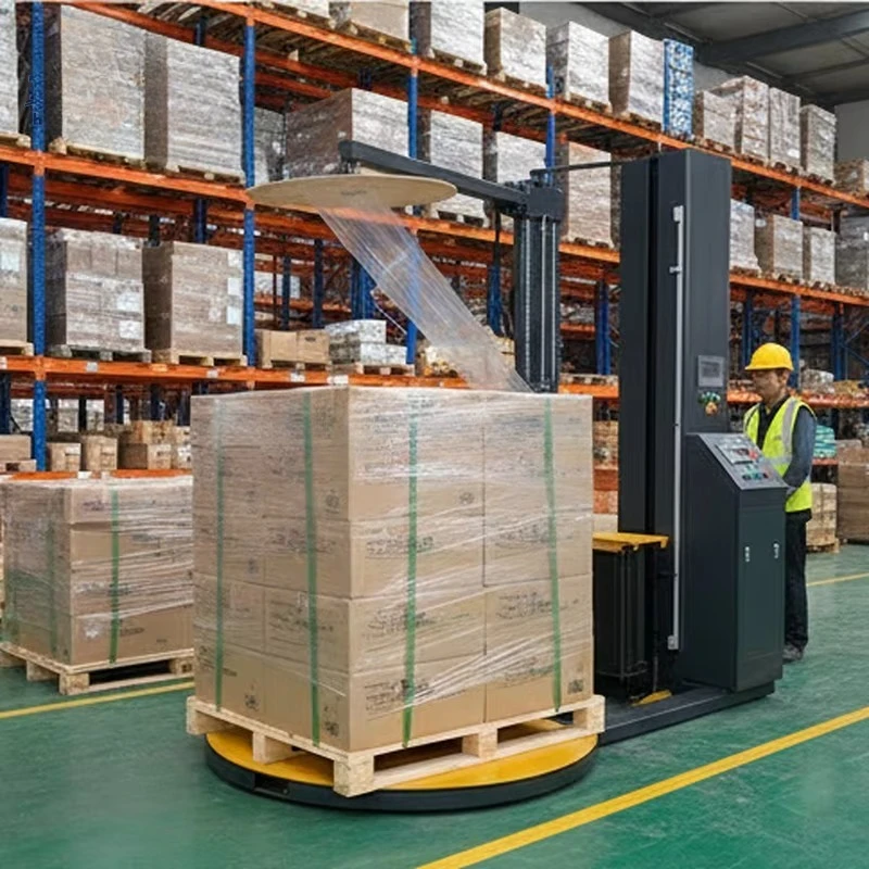 Pallet Wrapping System Fully Automatic Turntable Stretch Film Wrapper Pre-Stretch Industrial Machine for Warehouse Logistics