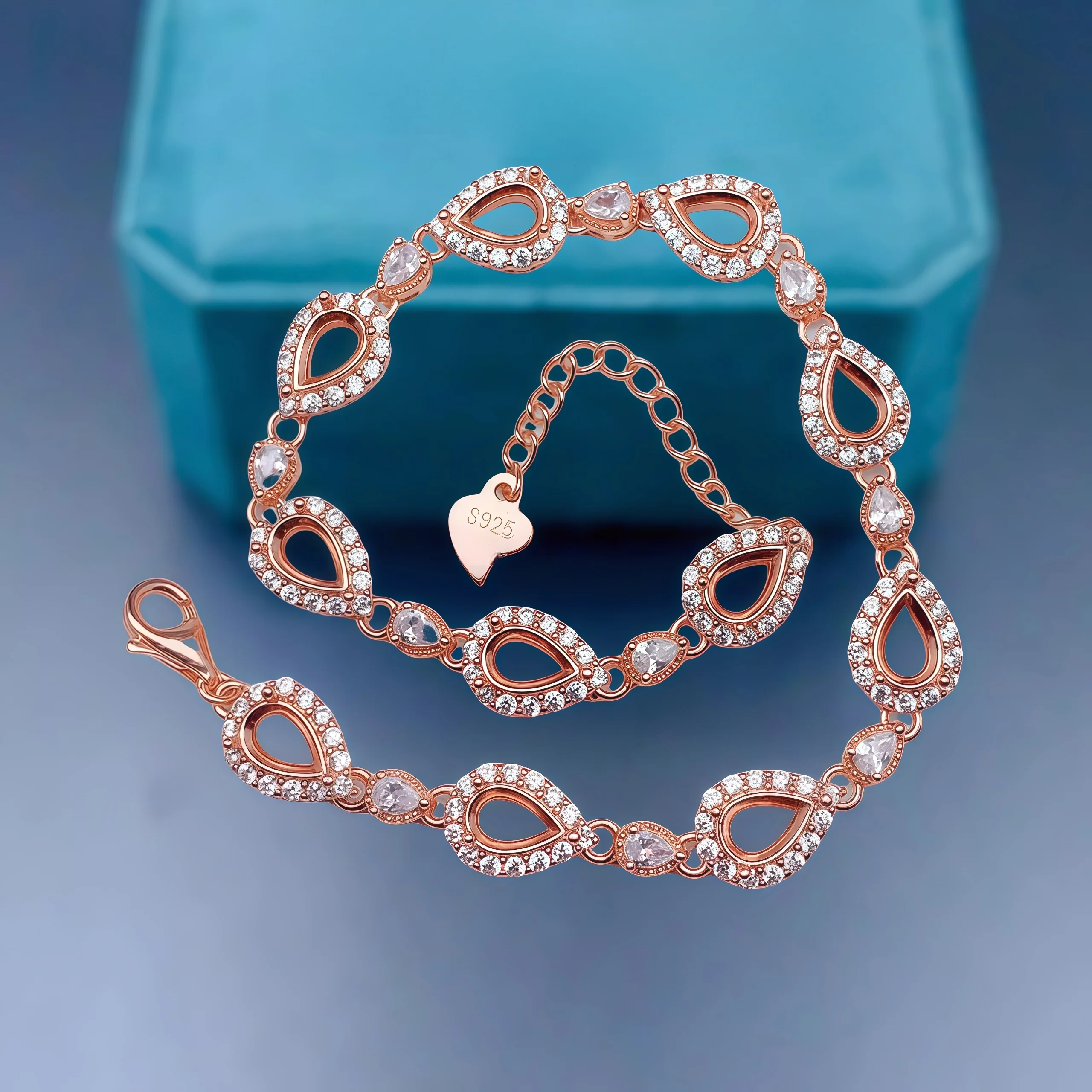 L S925 فضة لتقوم بها بنفسك إعدادات حامل سوار فارغ 4*6 مللي متر قطرة الماء حجر غرامة مجوهرات Charm تصميم فاخر الزركون ل Wo