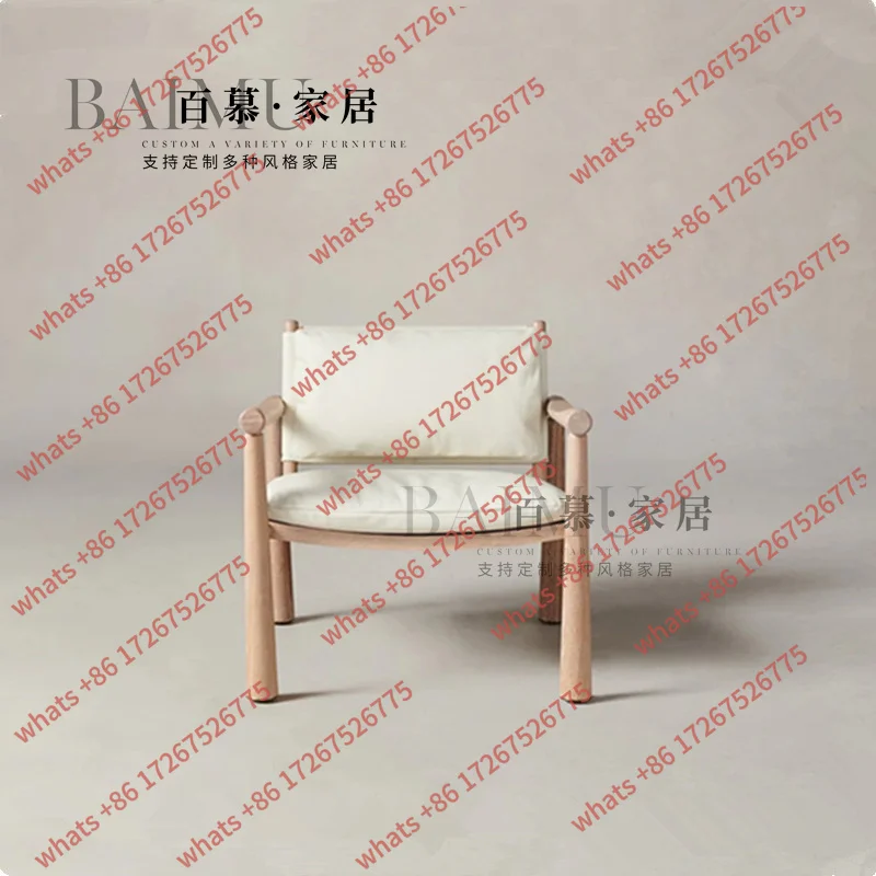 

Скандинавский простой диван из цельного дерева для гостиной, дома, балкона, отдыха, отеля, кожаное художественное кресло для встреч