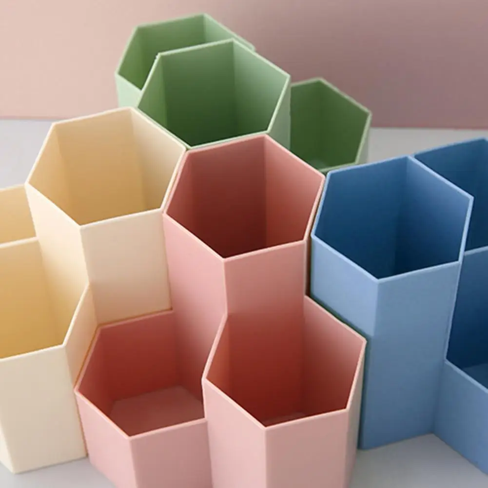 펜 홀더 데스크 오거나이저 슬랜트 삽입 플라스틱 화장품 메이크업 브러시 보관함, 3 격자