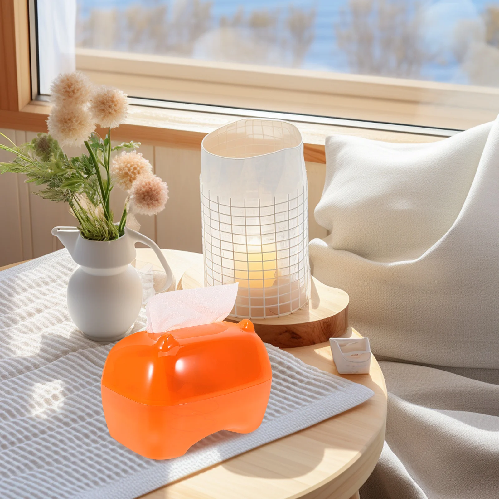

Cute Cat Rectangular Acrylic Box Cover Creative Cartoon Design Desktop Tissue Holder Napkin Storage Box For Living Room Bedroom