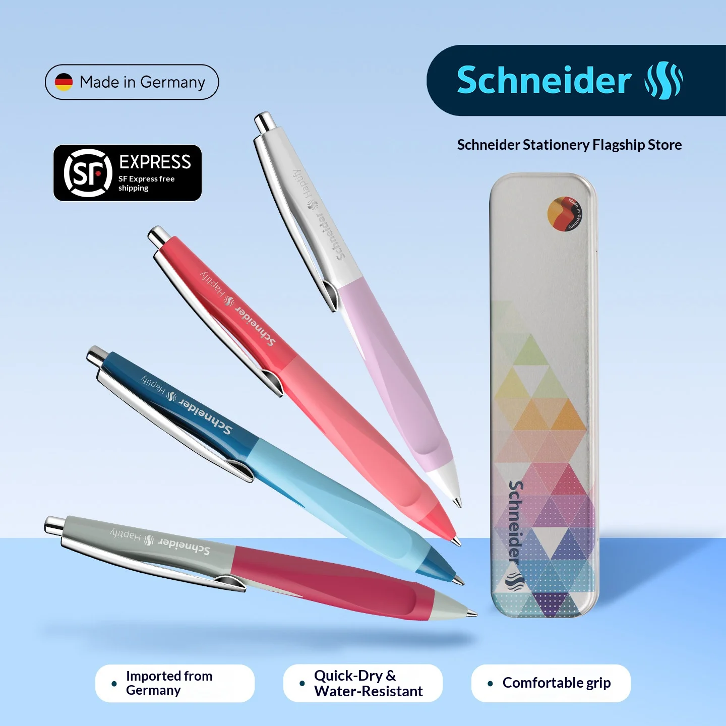 

Гелевая ручка Schneider с выдвижным механизмом, тонкий наконечник 0,5 мм, эргономичная рукоятка, безупречные быстросохнущие чернила, комфортное письмо на весь день, гладкое письмо, канцелярские принадлежности