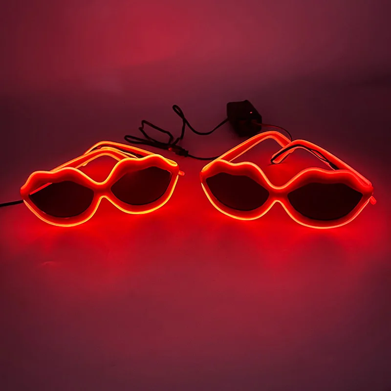 New Luminous Glowing Lips Kiss Shape occhiali da sole LED Red Kiss Me Glasses Rave Party puntelli occhiali luminosi femminili decorazioni di san