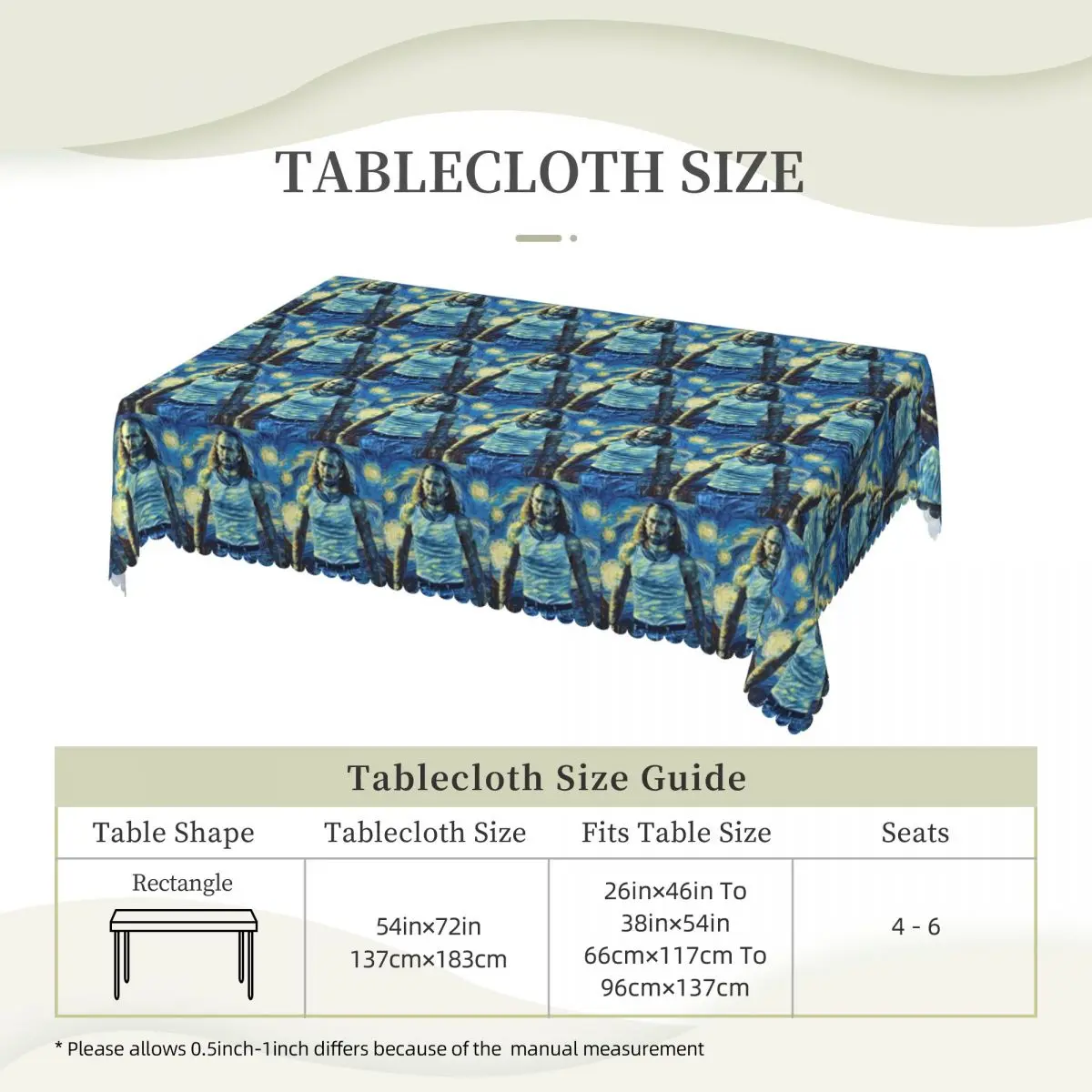 Nicolas Cage Stage Custom Rectangular Tablecloth Oilproof Table Cover for Dining Events Table Cloth
