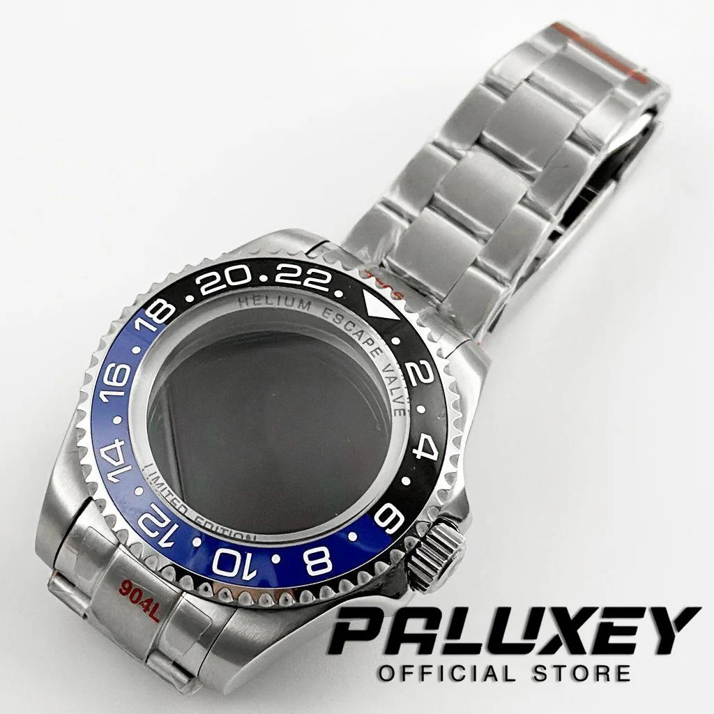 44MM NH35 NH36 NH34 NH38 NH39 NH70 NH72 Silver Sapphire Crystal Big Watch Case With Bracelet Compatible