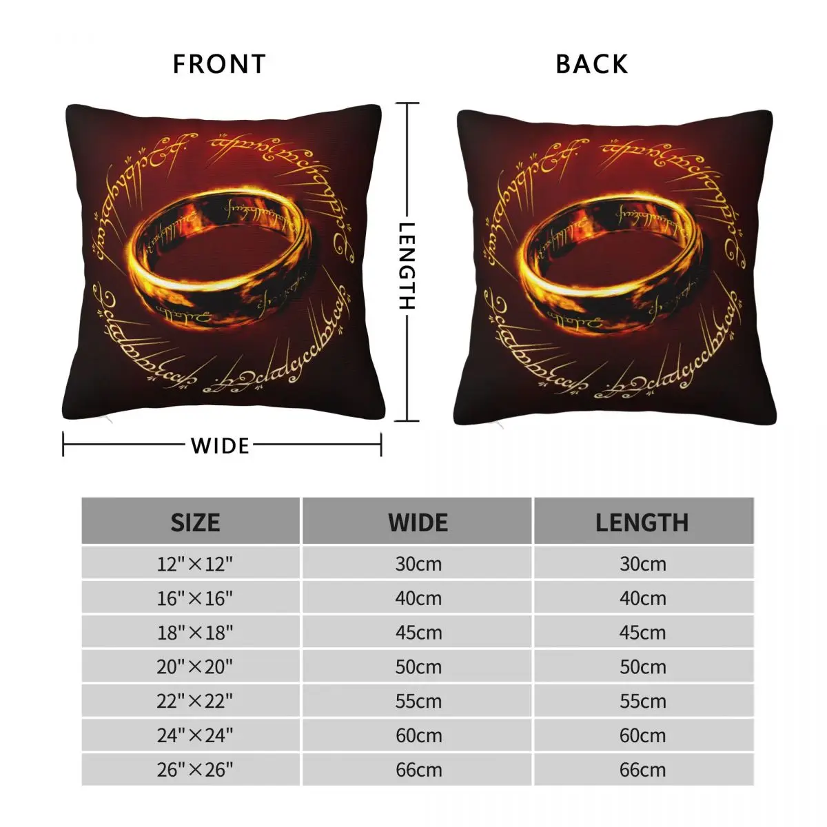 L-Lords Of The R-Rings Middle Earth Pillow Cover Cushion Cover Soft Pillow Case Funny Pillowcases For Sofa Bedroom Home Decor