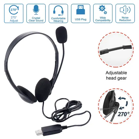 Casque d'ordinateur USB avec Microphone antibruit chat réseau enseignement vidéoconférence stéréo filaire casque écouteur