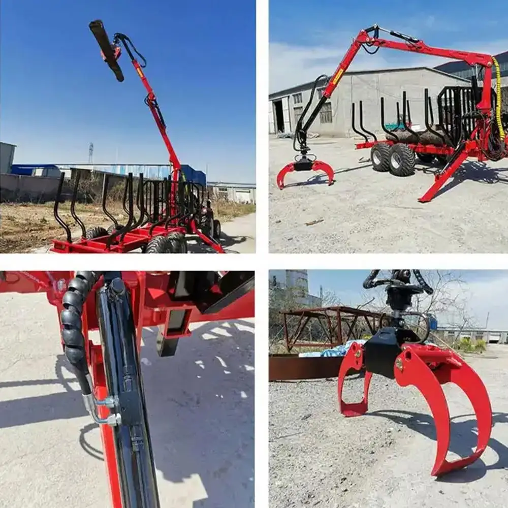 Best Timber Trailer Hydraulic Log Crane Loader Off-Road Wood Grapple Carrier for ATV Tractor Forestry Farm