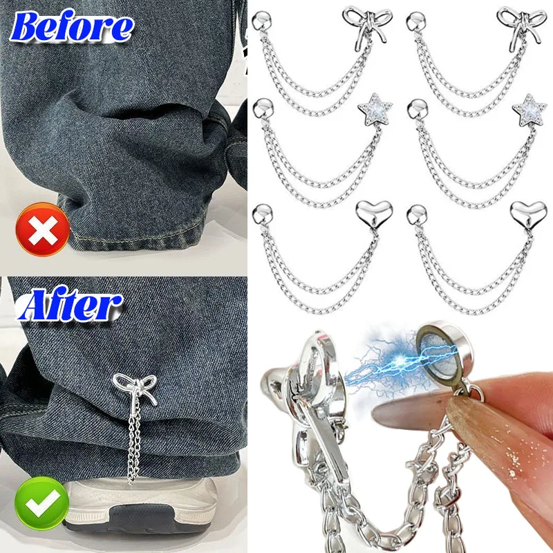 

Magnetic Clothing Clip with Chain Multi-Function Metal Buttons Clip Clothes Scarf Trouser Legs Cuff Fixing Magnet Pin Decoration