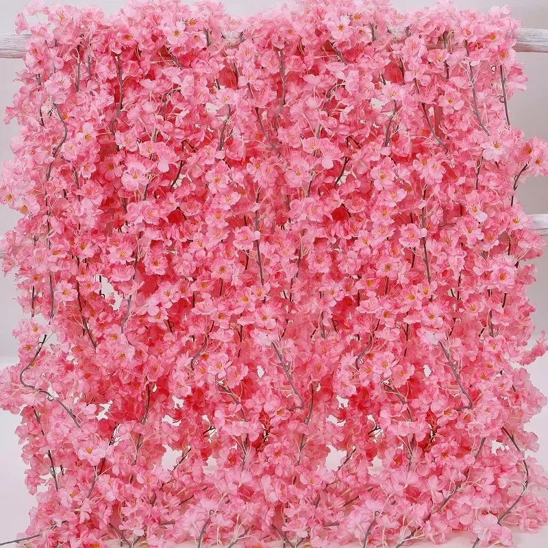 Artificial Cherry Blossoms Vines Silk Sakura Flowers Rattan Christmas Hanging Garland Ornaments Wedding Party Garden Home Decor