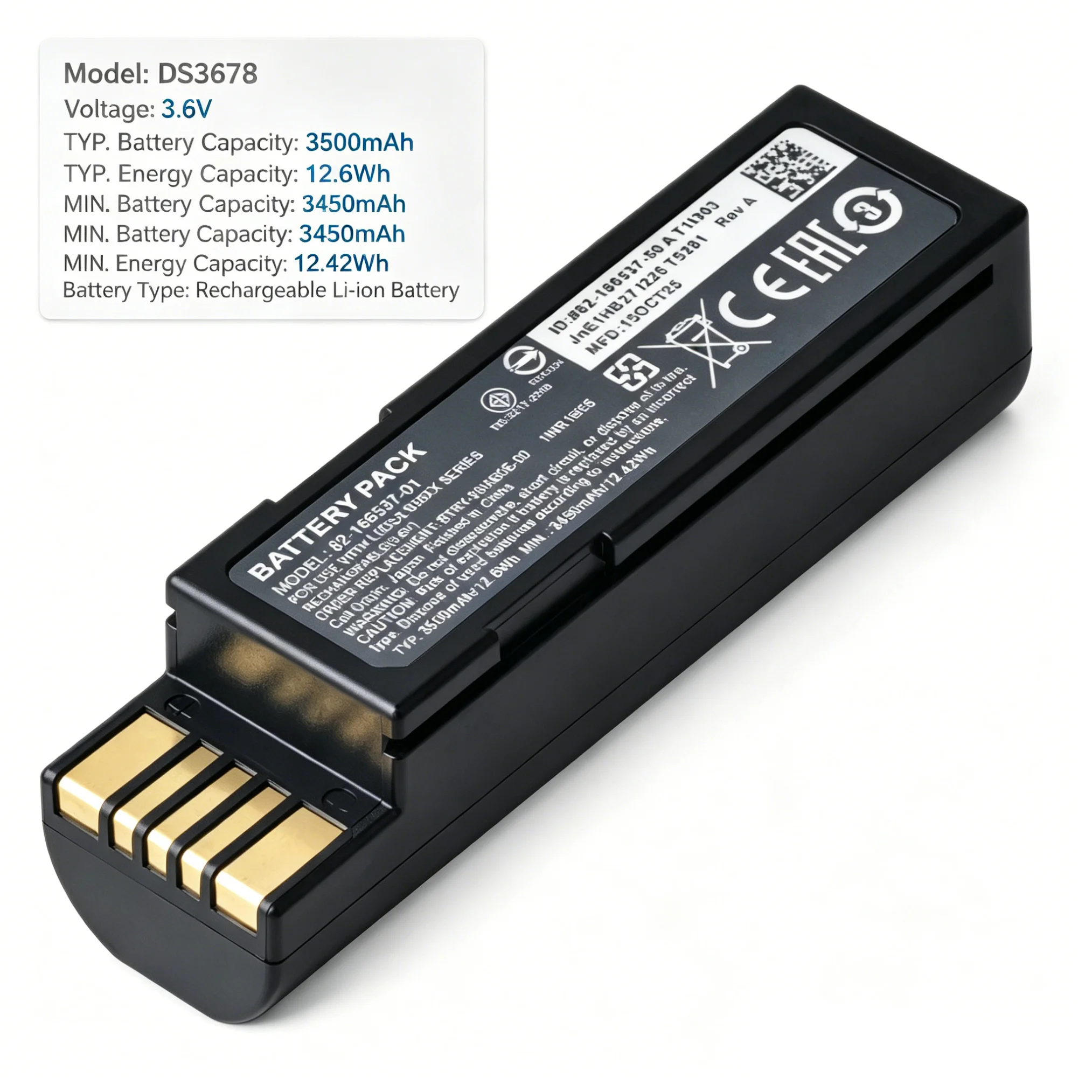 3.5AH DS3678 Rechargeable Li-ion Battery BT-000341-01 for Zebra DS3600,LI36789/SR,LS3678,DS3678-SR/HD/ER/DP/DPX Handheld Barcode