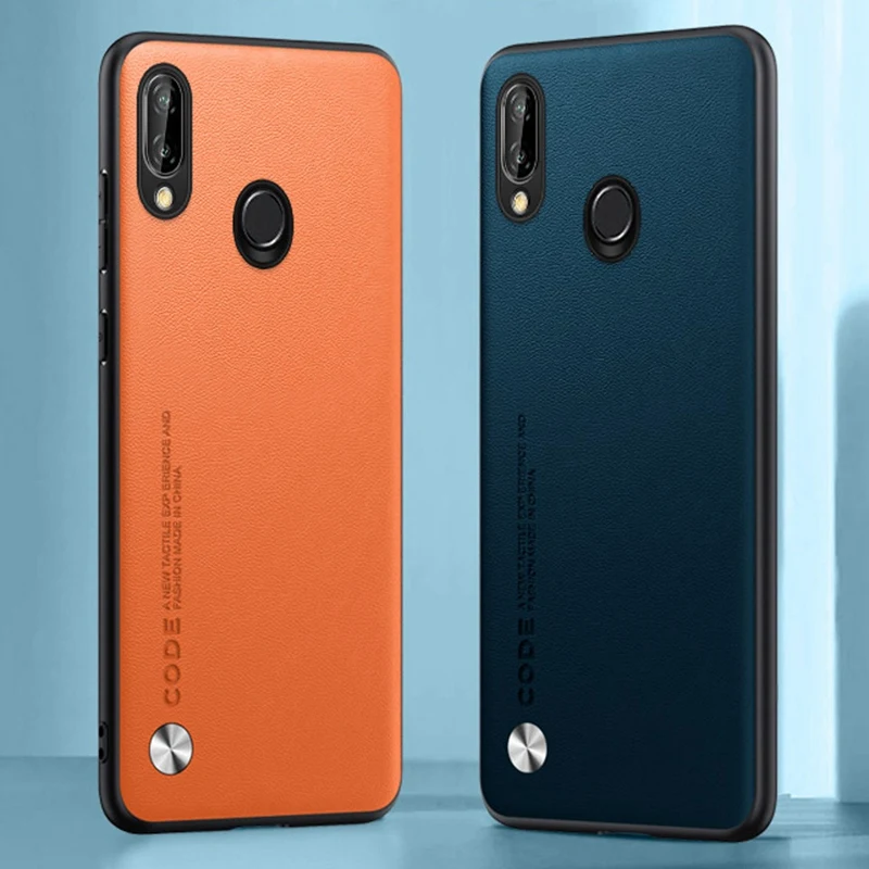 Huawei P Smart 2019用PUレザーケース、背面カバー、マットシリコン、耐衝撃、完全保護、Honor 10 Lite用スマホケース