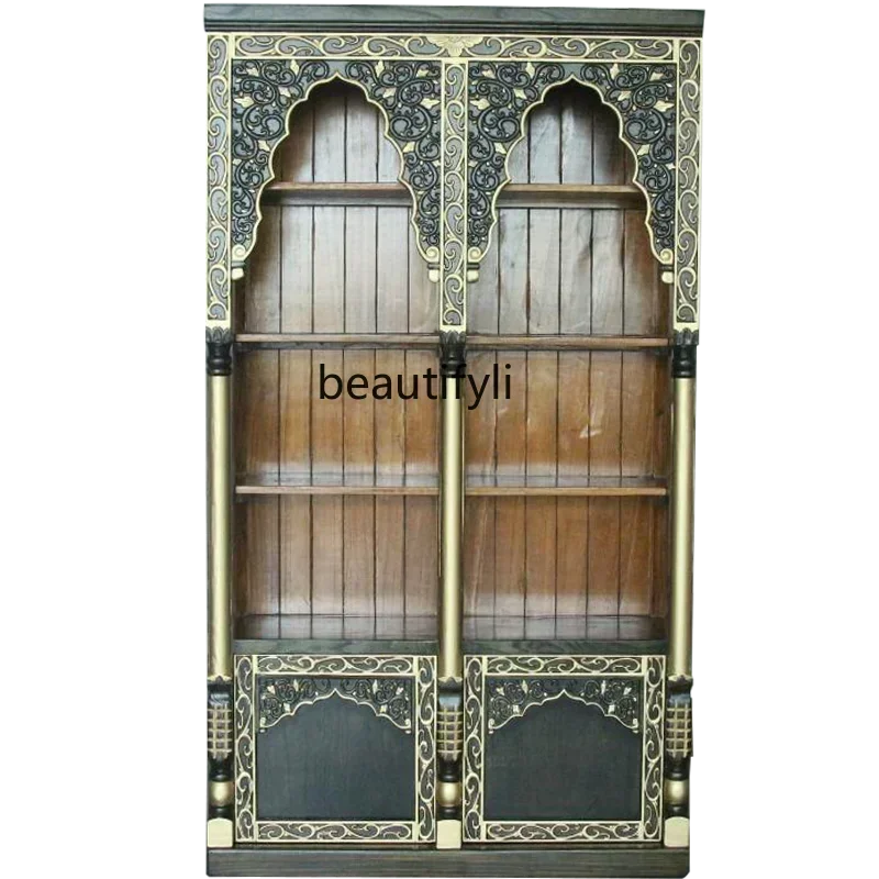 

Showcase Display Cabinet Wind Tea Antique Shelf Thai Solid Wood Bookcase