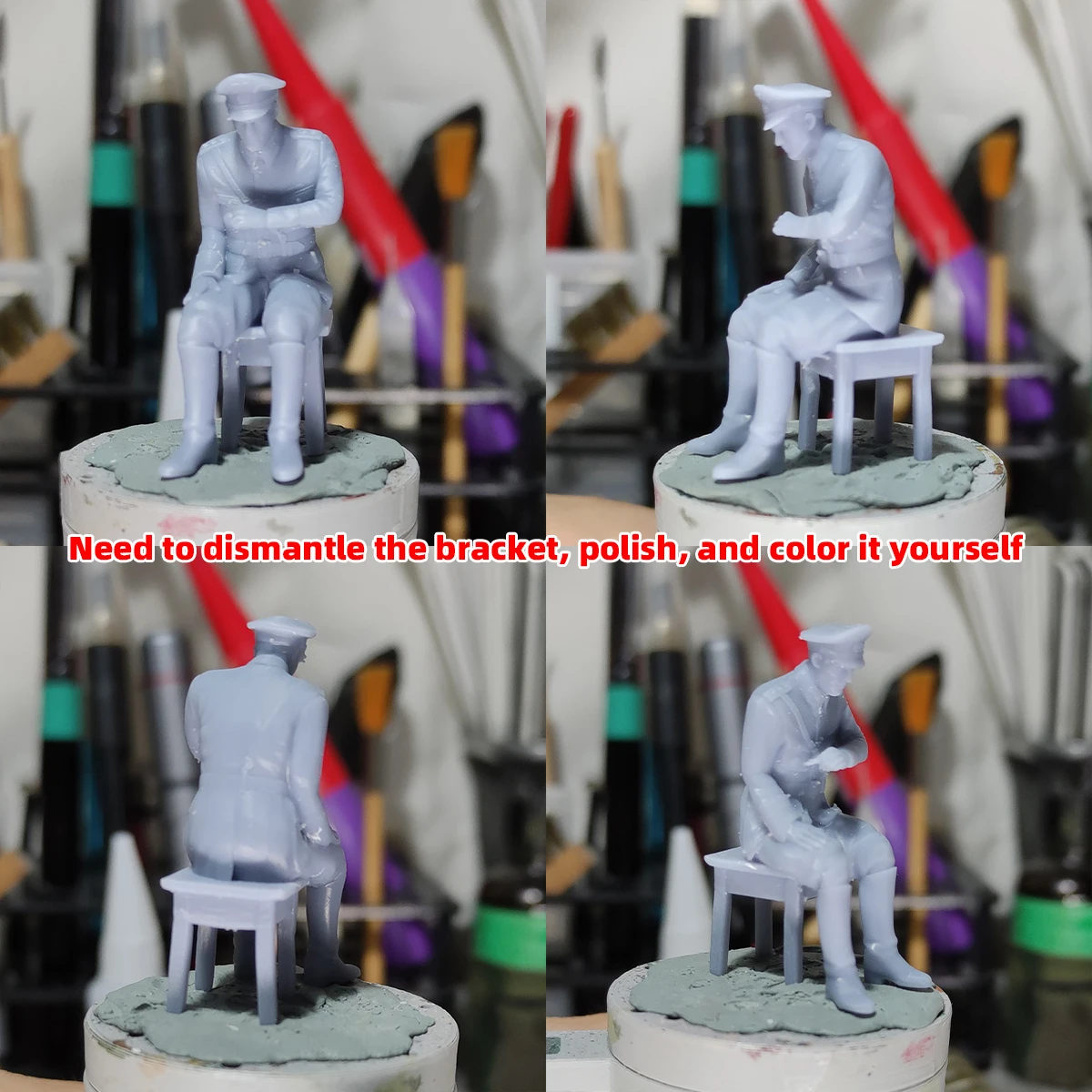 1/35 1/48 1/72 Modellbausatz 3D-Harz-Miniatur-Soldatenfiguren Unbemalte deutsche Militäroffiziere in einer Besprechungsszene Diorama – Detail 1