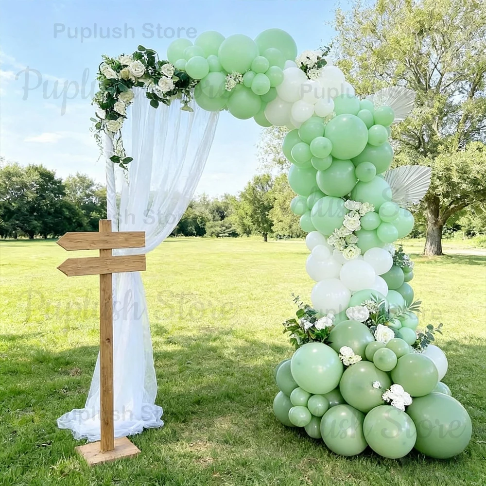 122Pcs Sage Pastel Green White Balloons Arch Macaron Retro Green Balloons Garland for Baby Shower Weddings Birthday Party Decor view 2