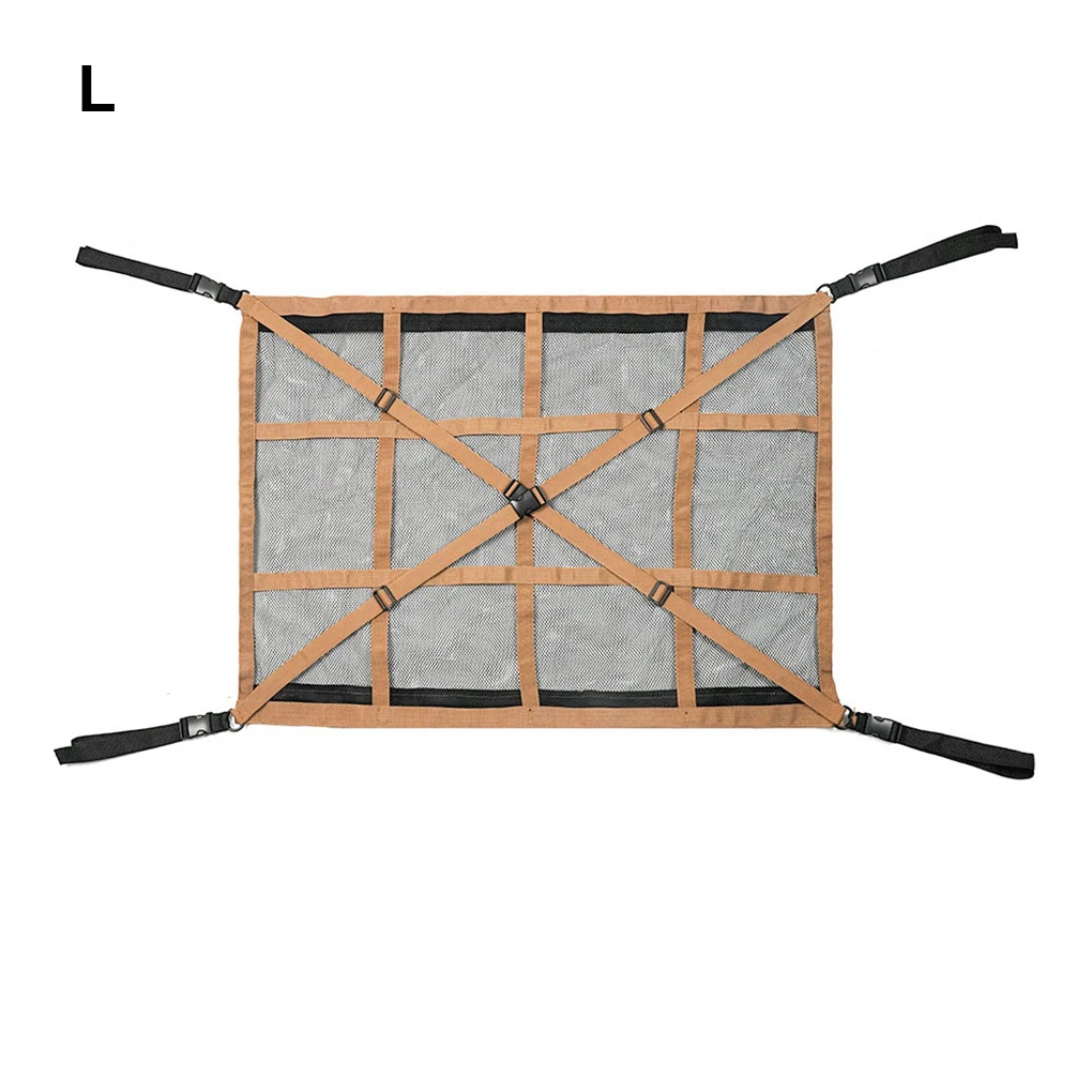 Khaki Car Ceiling Cargo Net Pocket Storage Cargo Net Ceiling Cargo Net Durable Versatile