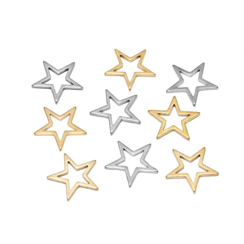 20Pcs Stainless Steel Flat Plane Hollowing Star Charms Moon Charms Pendants for DIY Jewelry Making Bracelet Connector Findings