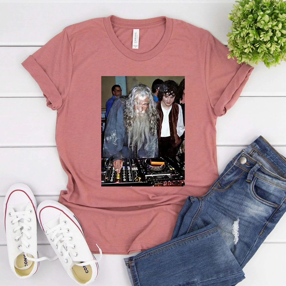 LOTR Second Breakfast Club Shirt Funny DJ Gandalf  Frodo Print T-shirt The Shire Fellowship Tops Middle Earth Movie Inspired Tee - view 6