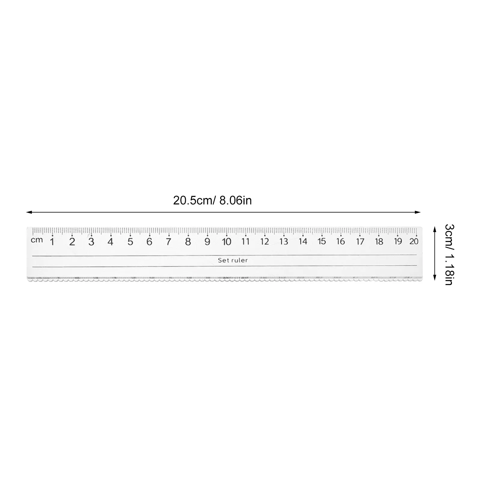 10pcs Transparent Straight Ruler with Bold Large Numbers & Waved Edge – Clear Plastic Measuring Tool for School/Office