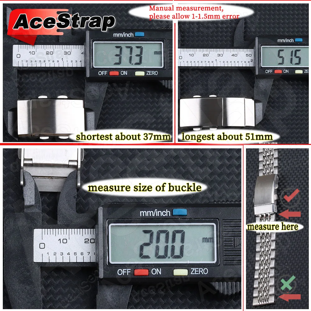 316L Stainless Steel Watch Buckle 22mm 20mm 18mm 14mm 16mm Scalable Watch Button Double Folding Strap Clasp Luxury Accessories