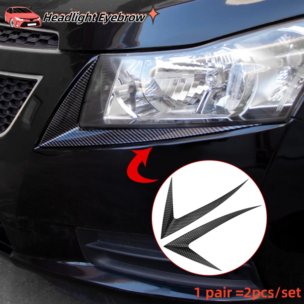 Carbon Fiber Car Headlight Eyebrow for Chevrolet Cruze Sedan Hatchback 2009-2014 Head Light Decoration Strip Stickers Acc.