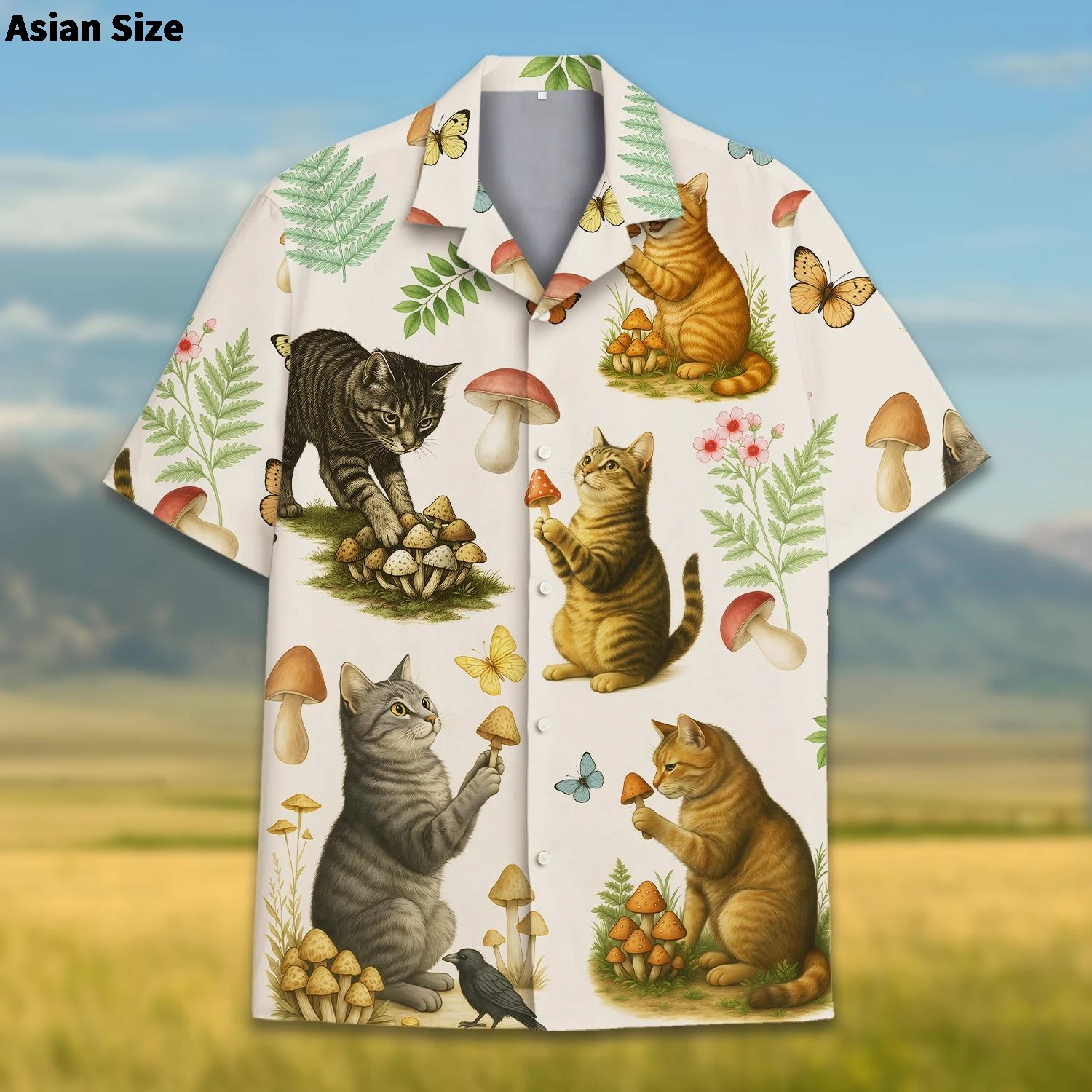 Camisas havaianas de banda de música de gato para homens e mulheres, camisa havaiana de gato engraçado aloha camisa de praia de verão camisa de manga curta, presentes de música