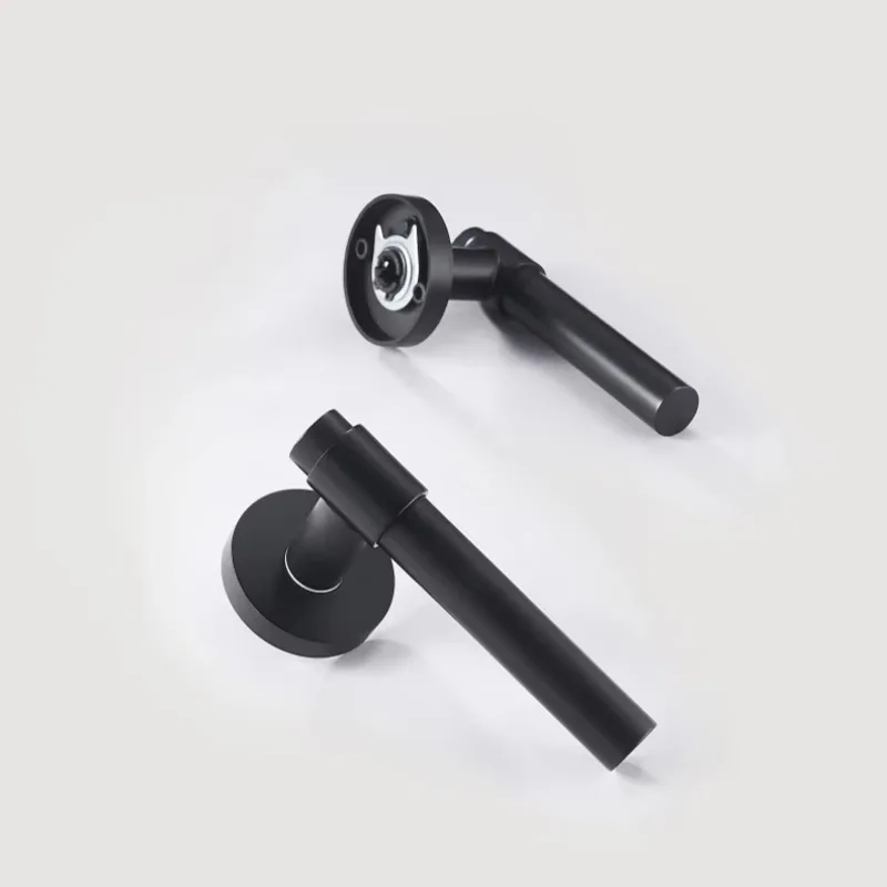 Простой дизайн, черный и золотой цвет, латунная дверная ручка с цилиндрической розой, дверная ручка