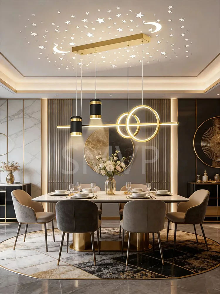 Sternenhimmel-Pendelleuchte für Esszimmer, Moderne Lange Streifenlampe für Bar, Café, Tisch, Kronleuchter, Wohnzimmerdekoration, Schlafzimmerbeleuchtung