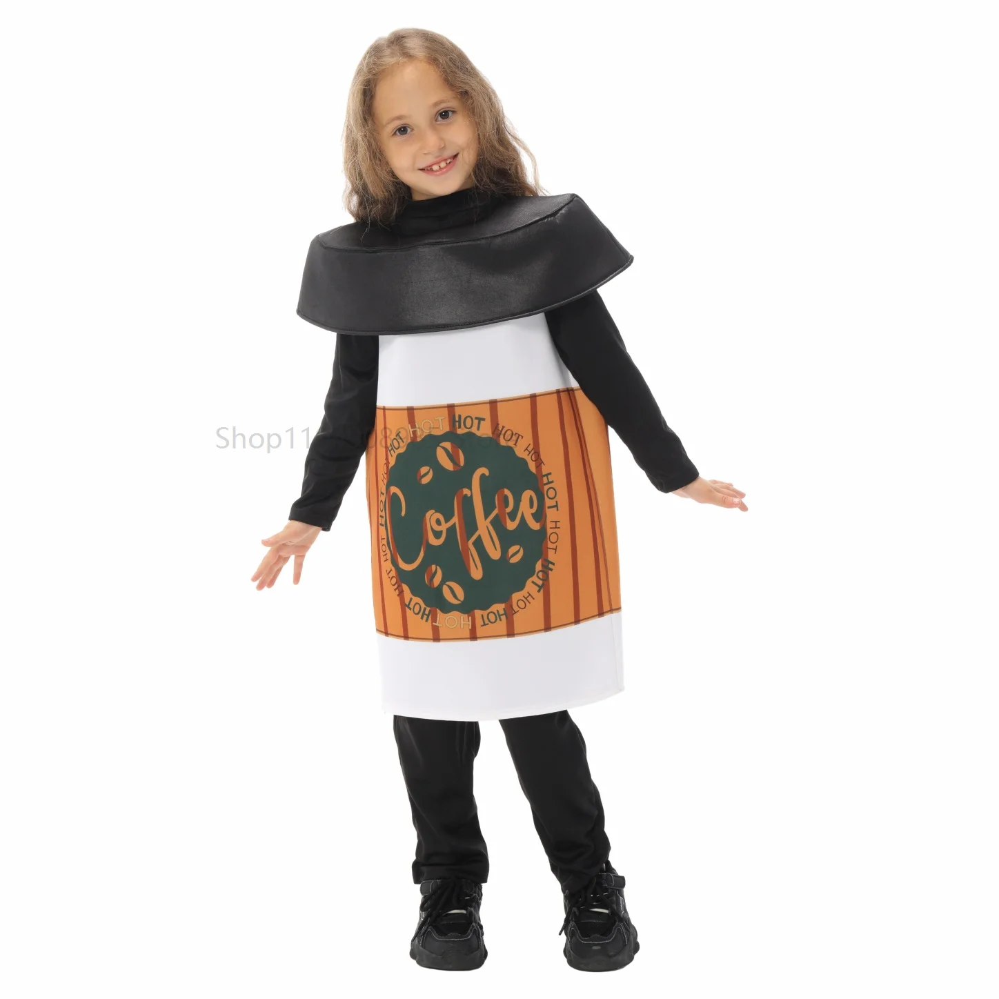 

Kids Coffee Cosplay Costume Funny Cute Comfortable Halloween Latte Costume for Masquerade Party Role Playing Festival Event