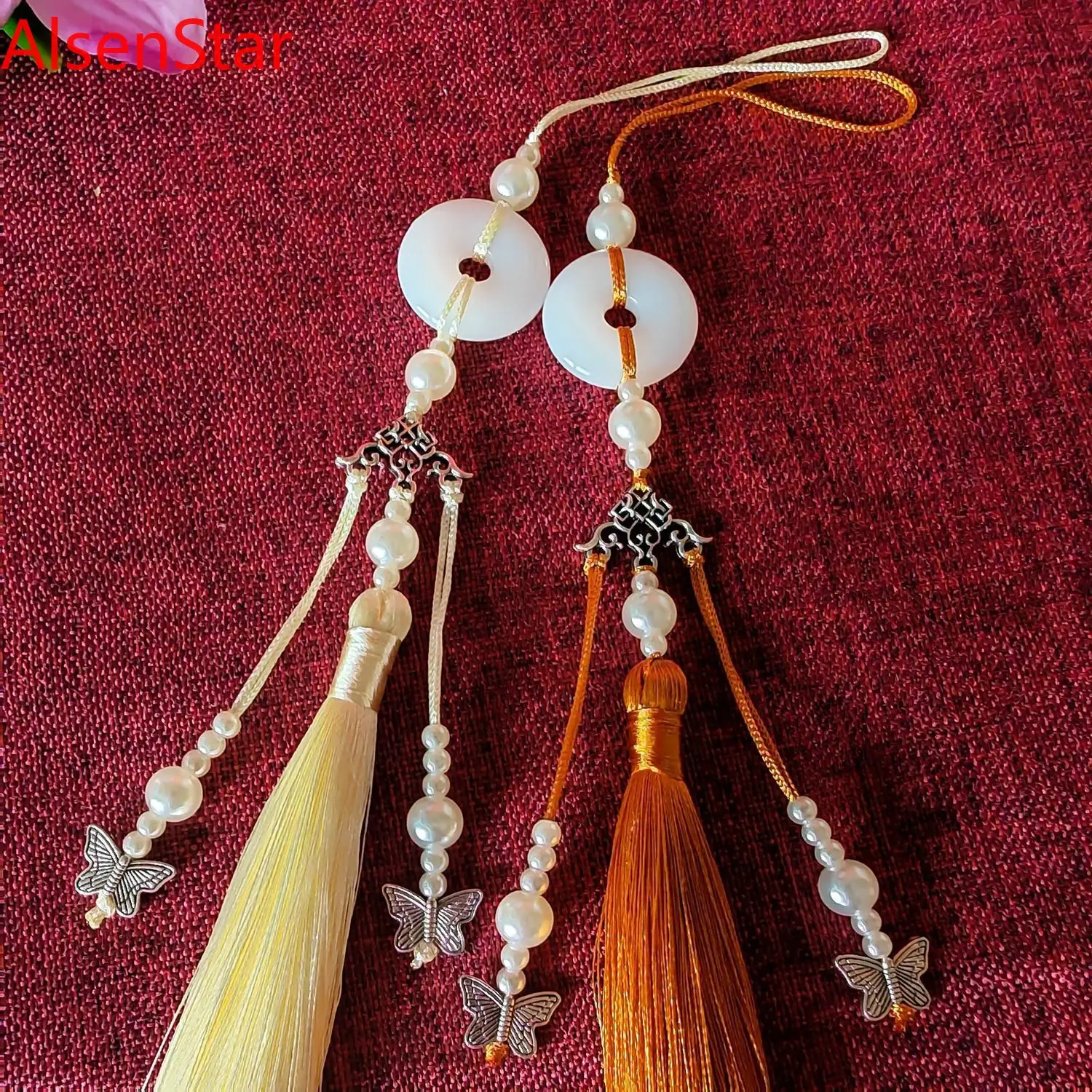 Three Hanging Tassels Safety Buckle 12cm Fan Pendant Cheongsam Horse-faced Skirt Yu Pei Waist Pendant Decoration