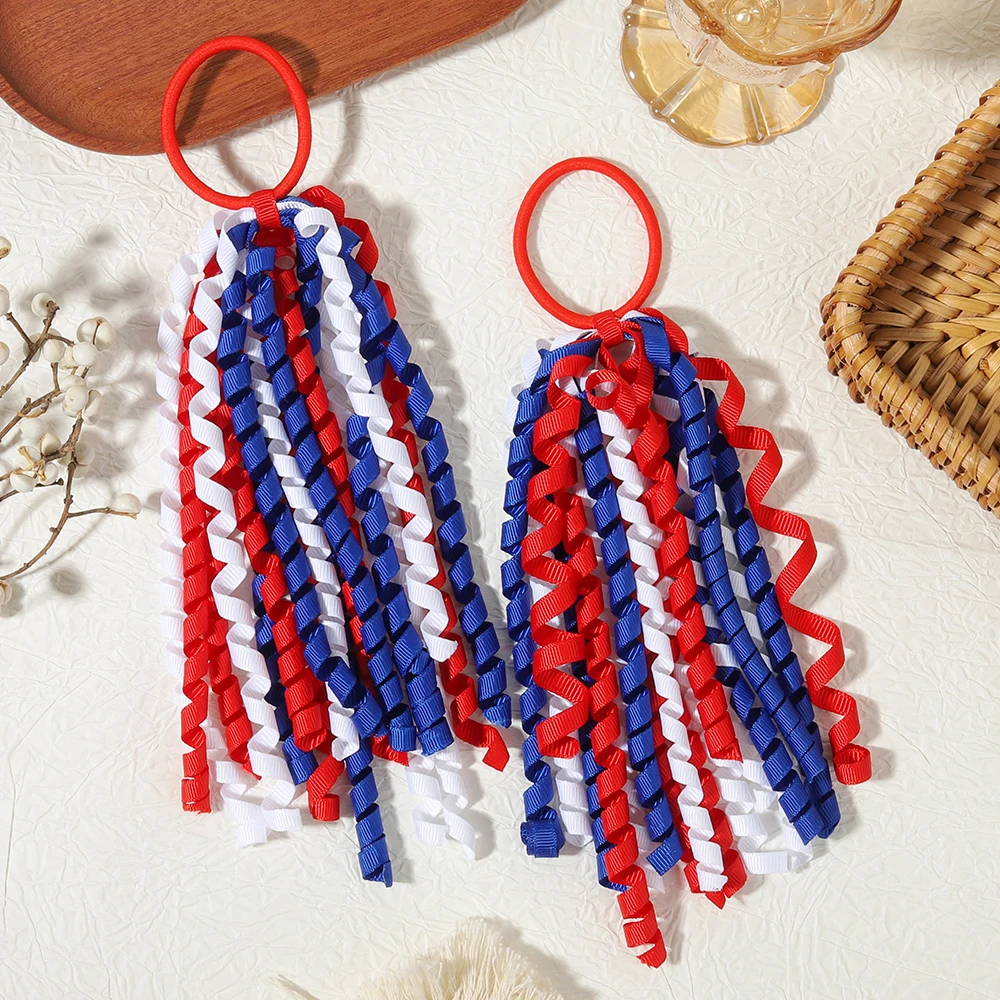 2 Stück/Set Satin-Quasten-Stirnband und Pferdeschwanzhalter, geeignet für Mädchen, dekoratives Haar-Accessoire für WM-Partys – Detail 8