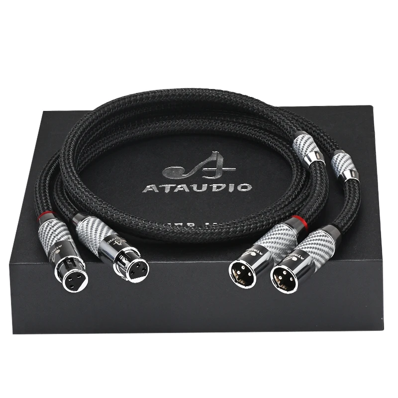 Ataudio hifi xlr audio kabel hi-end kohle faser rhodinierter stecker 2xlr ausgleichs kabel für mikrofon mischer audio kabel 3