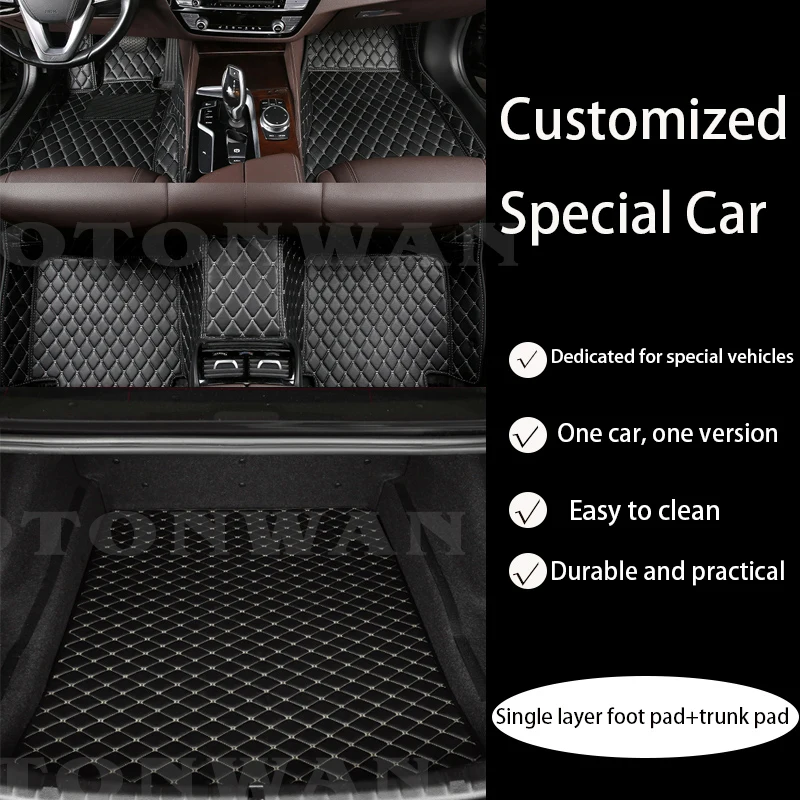 

Luxury Custom Leather Car Floor Mats + Trunk Mat For Nissan All Models Qashqai x-Trail Tiida Primera Pathfinder Car Accessories