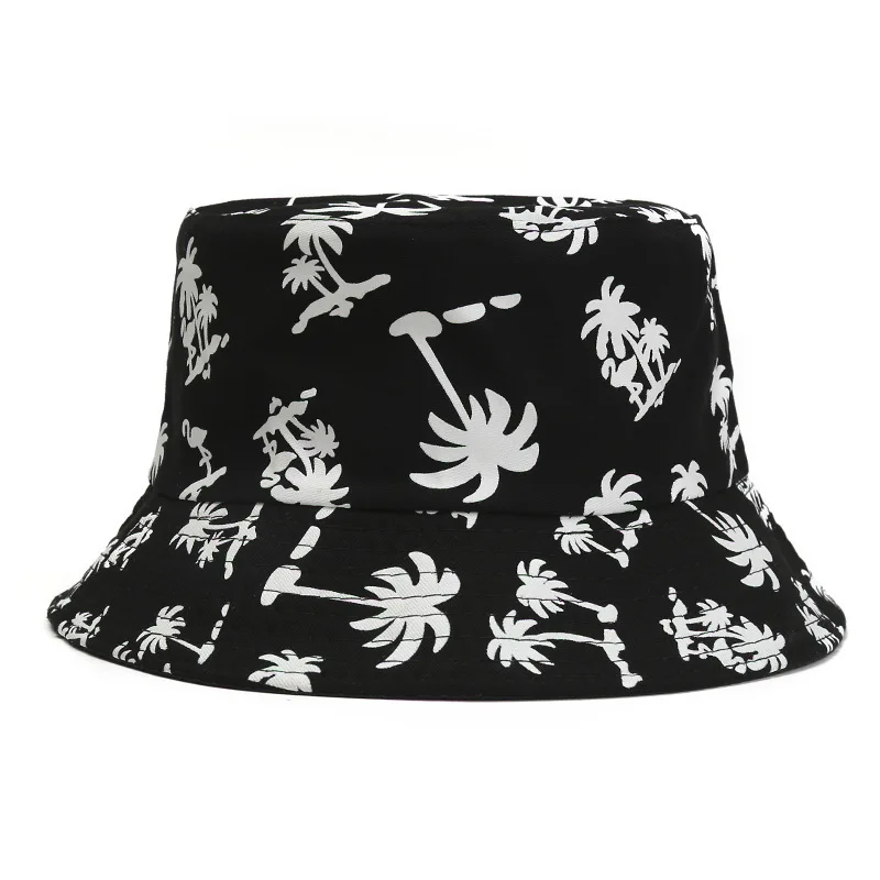 Fisherman's hat, outdoor double-sided sun protection hat, unisex bucket hat, leaf-patterned fashion hat