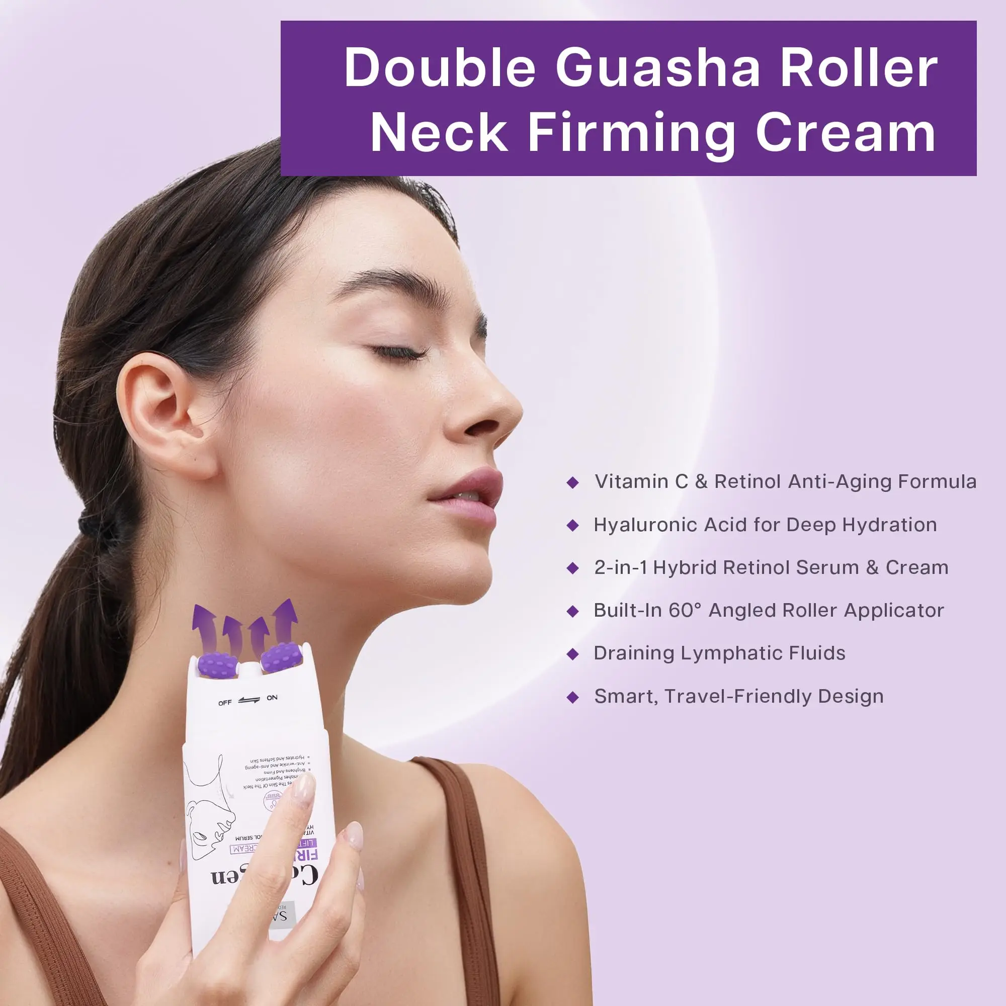 

Retinol Neck Firming Cream with Gua Sha Roller - Lift, Hydrate & Smooth Jawline, Décolleté for Fine Lines & Elasticit